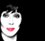 A tiny image of Cher with bright lipstick