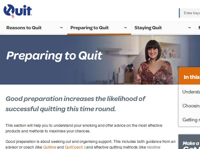 The Quit home page
