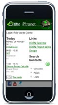 The DDSN intranet website on an iPhone