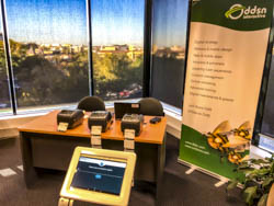 Photograph of all the components of DDSN's digital event ticketing platform laid out nicely at DDSN's office.