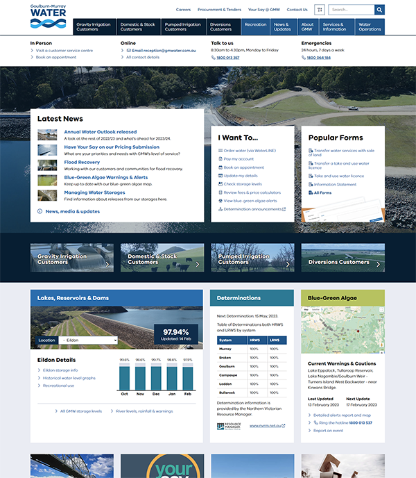 A user centred design approach led to the design of a new home page for GMW in 2023.