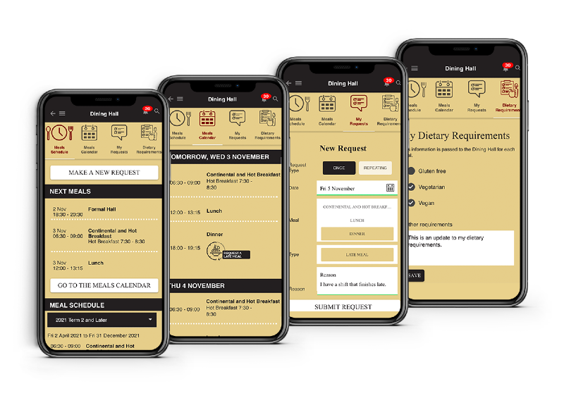 Mobile phone app dashboard for residential college student engagement