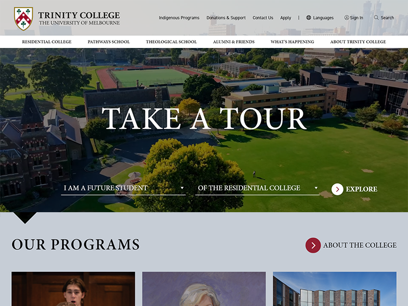 Trinity College University of Melbourne Redesign